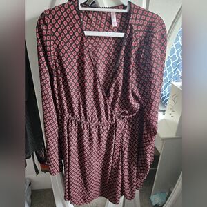 Xhilaration Black and Red Patterned Dress